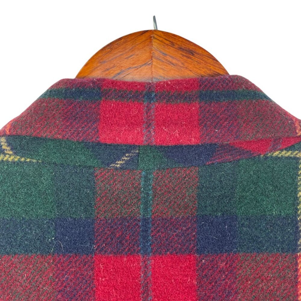 Talbots Plaid Wool Blazer Made USA Vintage Red Green Tartan Size M - Picture 6 of 10